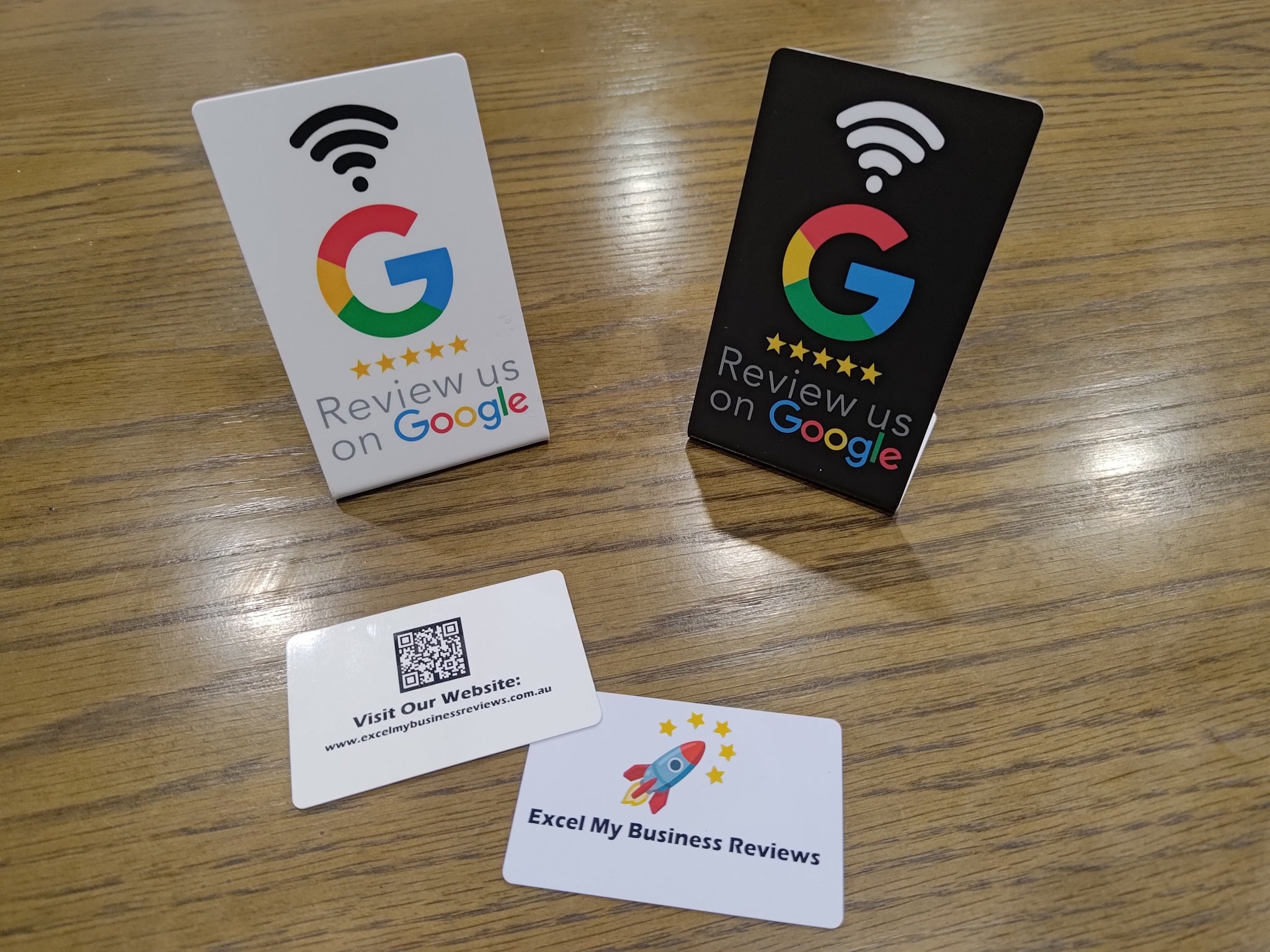 2 NFC Cards with Unique QR Code + 2 Medium NFC Stands