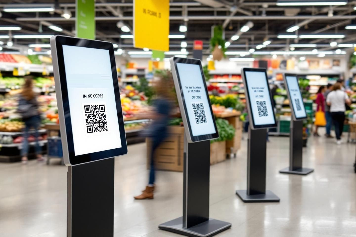 In-Store Displays with QR Codes in Supermarket
